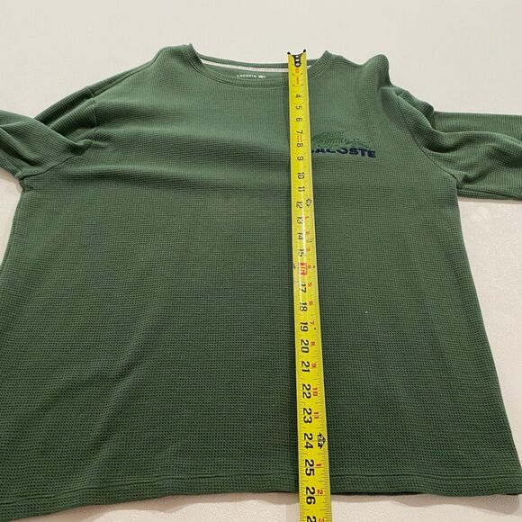 Lacoste Sleepwear Waffle Knit Long Sleeve Shirt Green XL Loungewear Top - Picture 5 of 9